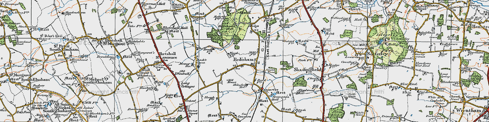 Old map of Brampton Old Hall in 1921