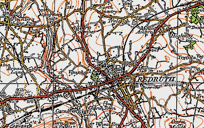 Old map of Redruth in 1919