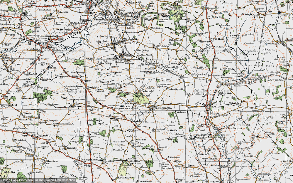 Old Map of Redworth, 1925 in 1925