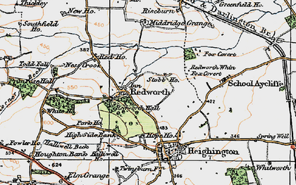 Old map of Redworth in 1925