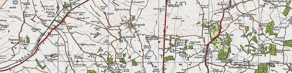 Old map of Reed End in 1920