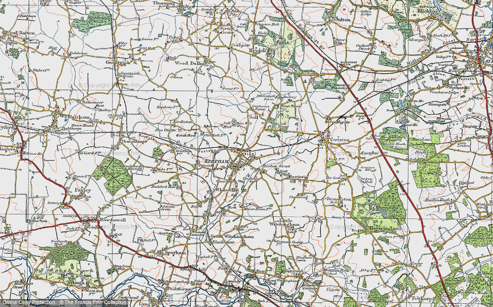 Old Map of Reepham, 1921 in 1921