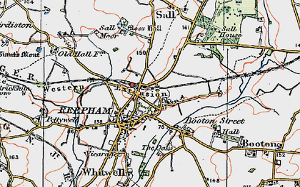 Old map of Reepham in 1921