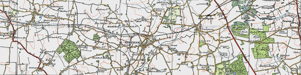 Old map of Reepham in 1921