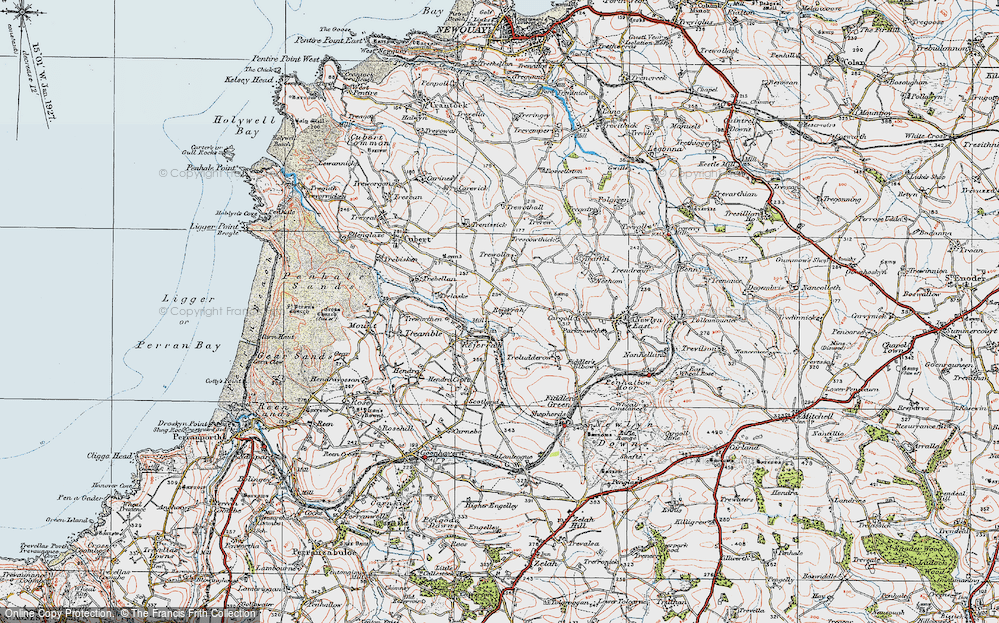 Old Map of Rejerrah, 1919 in 1919