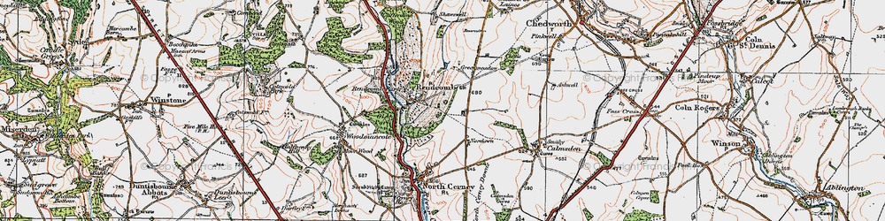 Old map of Rendcomb in 1919