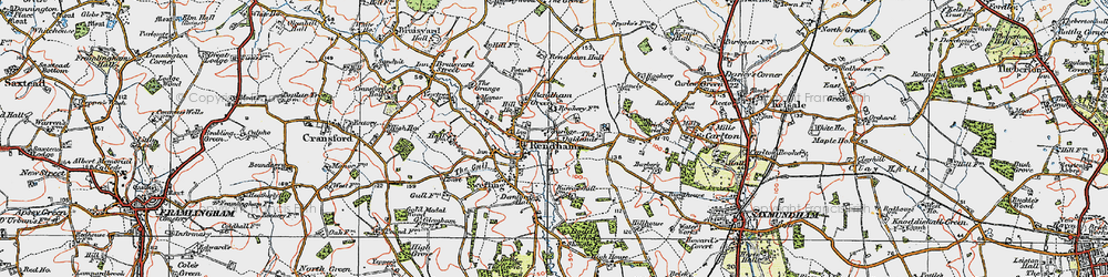 Old map of Rendham in 1921
