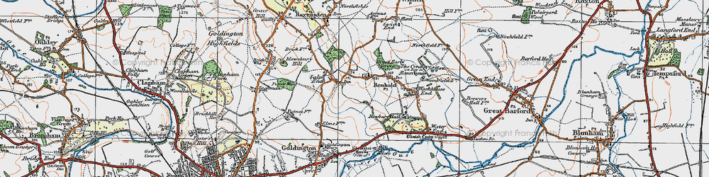 Old map of Renhold in 1919