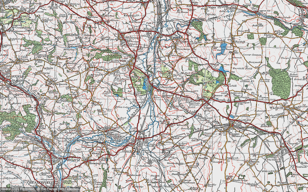 Old Map of Renishaw, 1923 in 1923