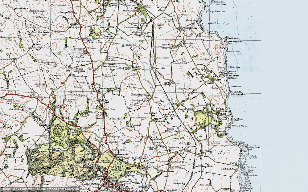 Old Map of Rennington, 1926 in 1926