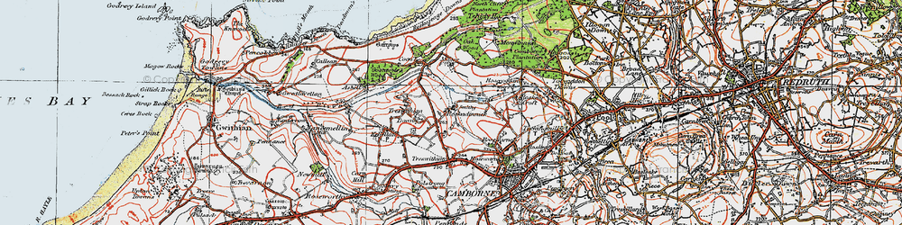 Old map of Reskadinnick in 1919