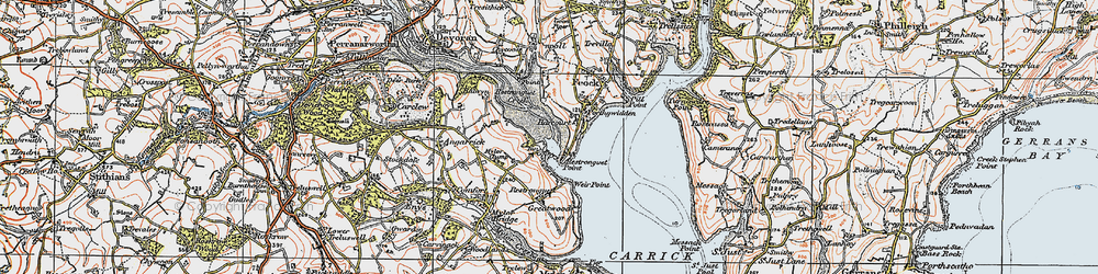 Old map of Restronguet Passage in 1919