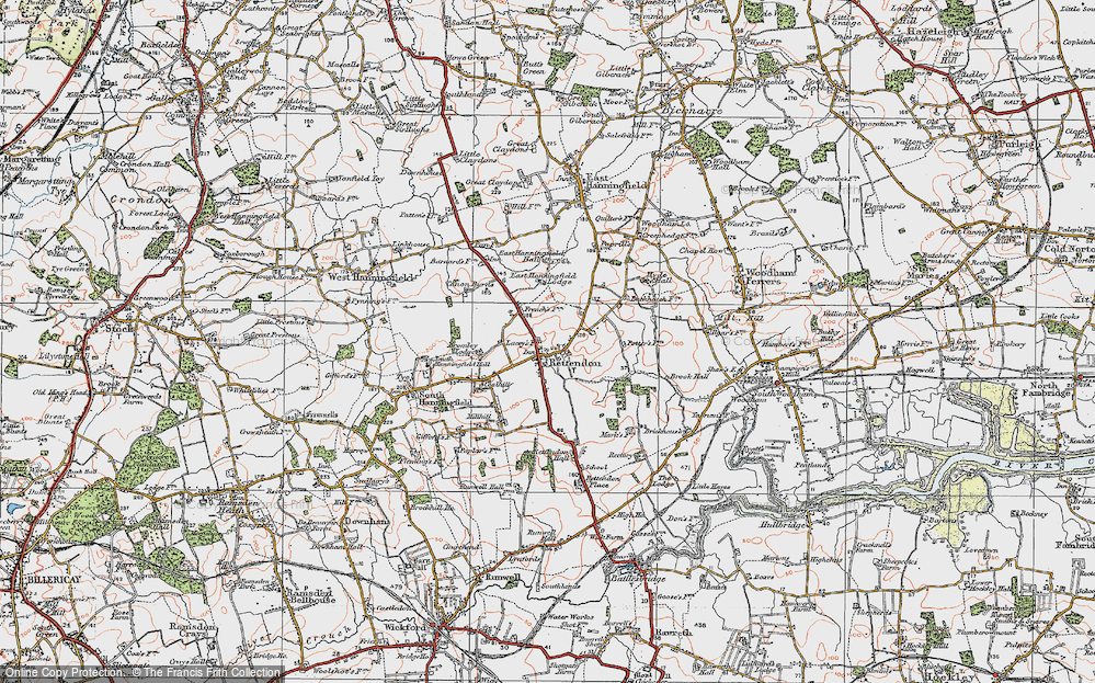 Old Map of Rettendon, 1921 in 1921