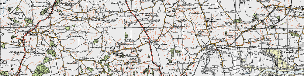 Old map of Rettendon in 1921