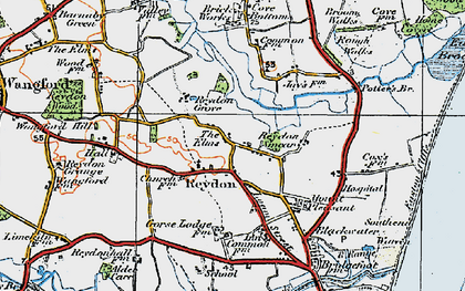 Old map of Reydon in 1921