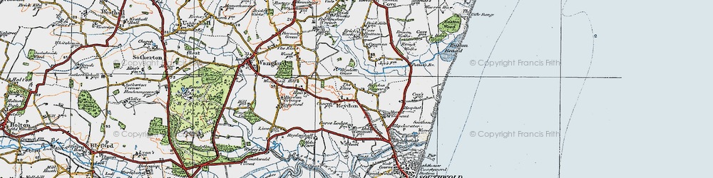 Old map of Reydon in 1921