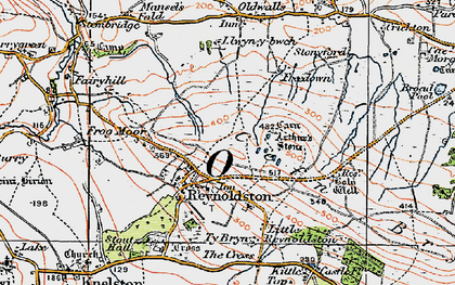 Old map of Reynoldston in 1923