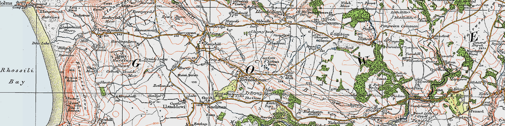 Old map of Reynoldston in 1923
