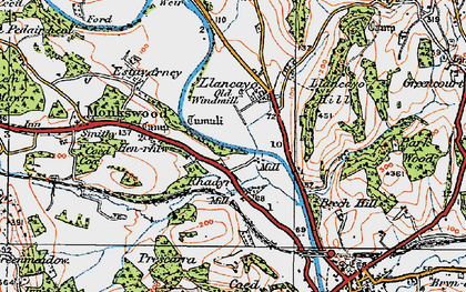 Old map of Rhadyr in 1919