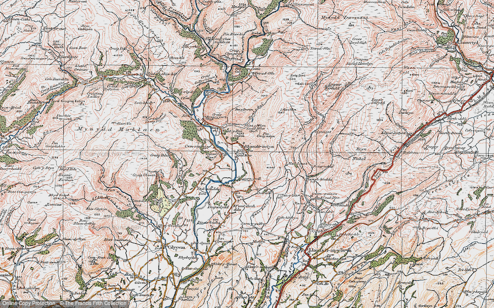 Old Map of Rhandirmwyn, 1923 in 1923