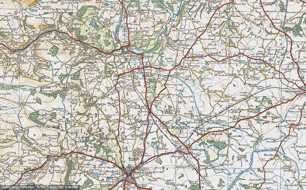 Old Map of Rhewl, 1921 in 1921