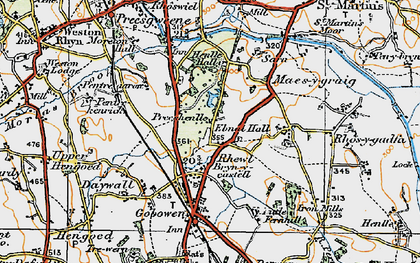 Old map of Rhewl in 1921