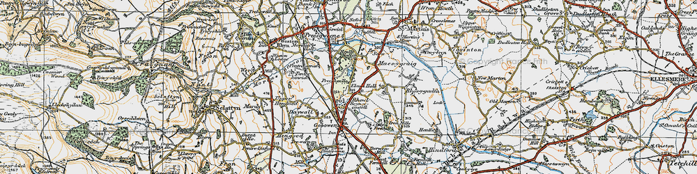 Old map of Rhewl in 1921