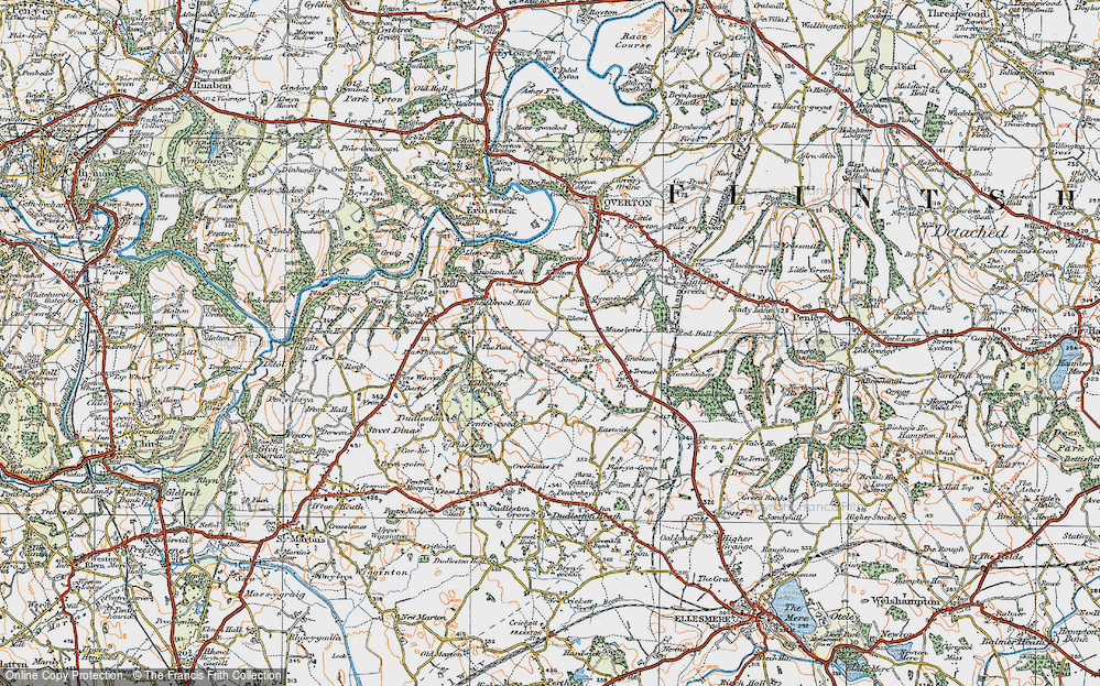 Old Map of Rhewl, 1921 in 1921