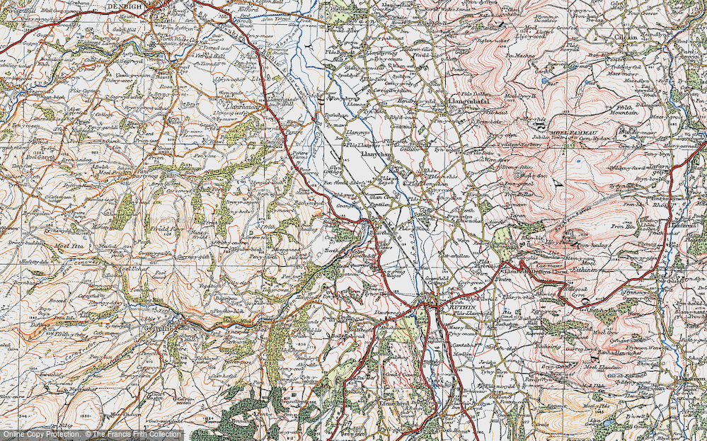 Old Map of Historic Map covering Brofair in 1922