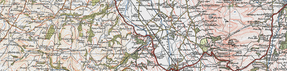 Old map of Rhewl in 1922
