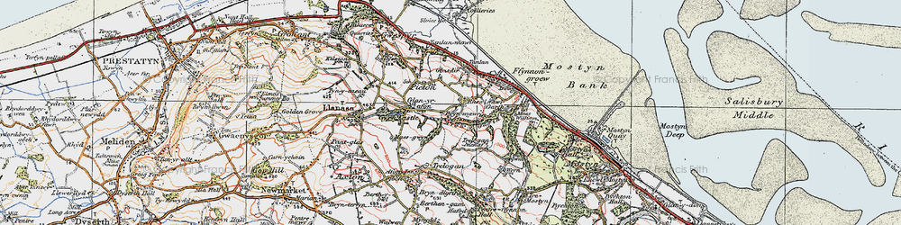 Old map of Afon y Garth in 1924