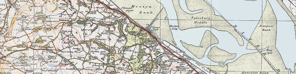 Old map of Rhewl-Mostyn in 1924