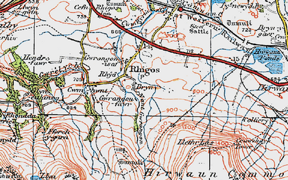 Old map of Rhigos in 1923