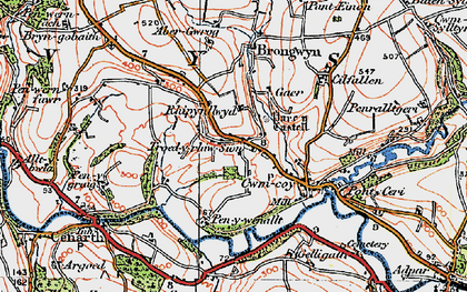 Old map of Rhippinllwyd in 1923