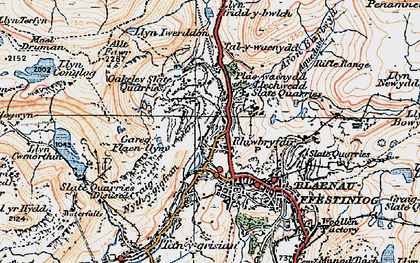 Old map of Rhiwbryfdir in 1922