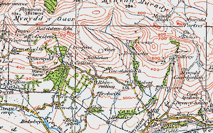 Old map of Rhiwceiliog in 1922
