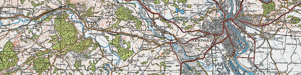 Old map of Rhiwderin in 1919