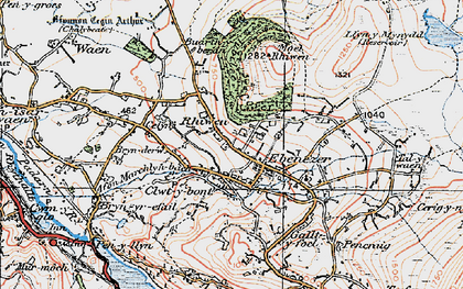 Old map of Rhiwen in 1922