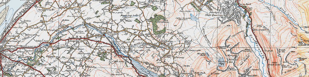 Old map of Rhiwen in 1922