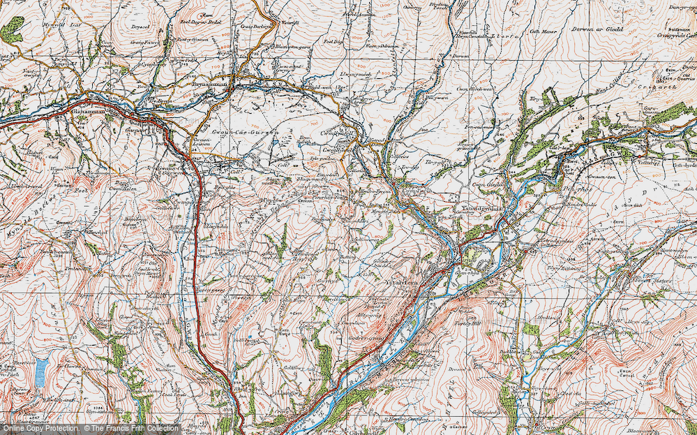 Old Map of Historic Map covering Blaen-egel-fawr in 1923