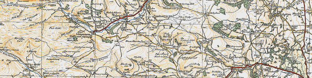 Old map of Blaen Rhiwlas Uchaf in 1921