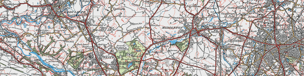 Old map of Rhodes in 1924