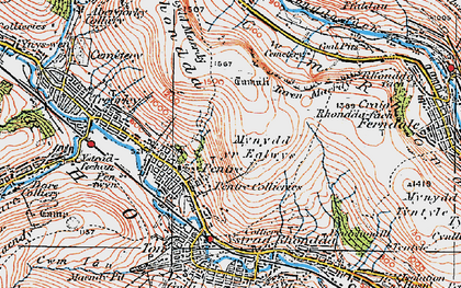 Old map of Rhondda in 1923