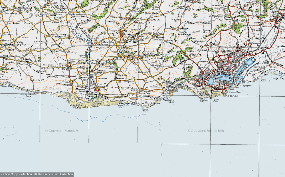 Old Map of Rhoose, 1922 in 1922