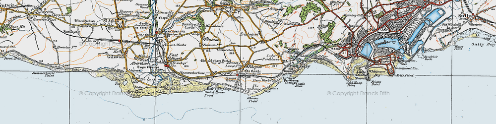 Old map of Rhoose in 1922