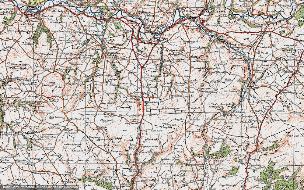 Old Map of Historic Map covering Blaenbargod in 1923