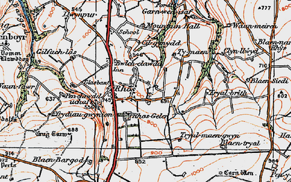 Old map of Rhôs in 1923