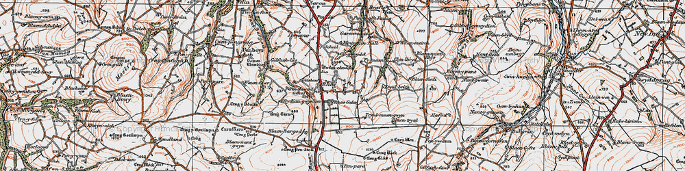 Old map of Rhôs in 1923