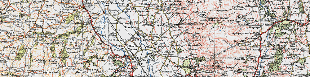 Old map of Rhôs in 1924