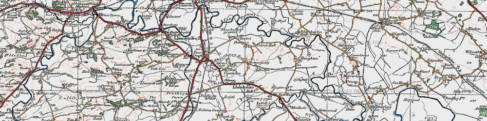 Old map of Rhôs Common in 1921